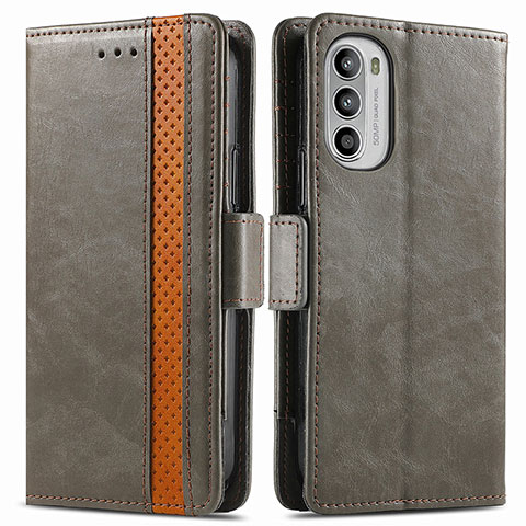 Coque Portefeuille Livre Cuir Etui Clapet S02D pour Motorola Moto Edge (2022) 5G Gris