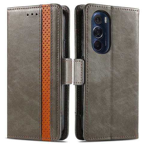 Coque Portefeuille Livre Cuir Etui Clapet S02D pour Motorola Moto Edge 30 Pro 5G Gris