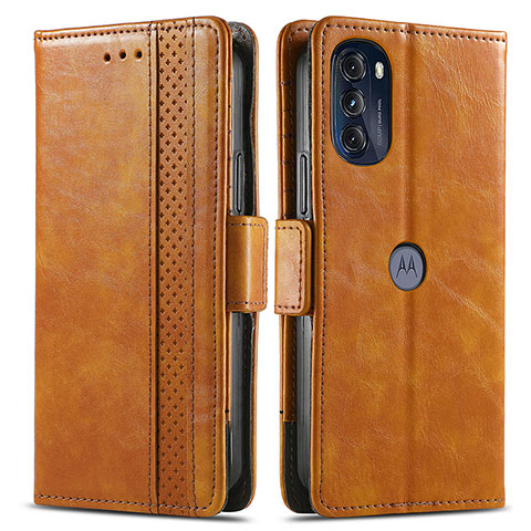 Coque Portefeuille Livre Cuir Etui Clapet S02D pour Motorola Moto G 5G (2022) Brun Clair