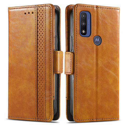 Coque Portefeuille Livre Cuir Etui Clapet S02D pour Motorola Moto G Pure Brun Clair