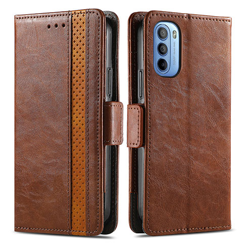 Coque Portefeuille Livre Cuir Etui Clapet S02D pour Motorola Moto G31 Marron