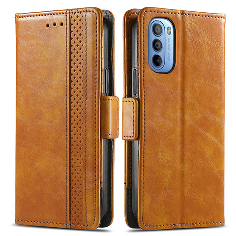 Coque Portefeuille Livre Cuir Etui Clapet S02D pour Motorola Moto G41 Brun Clair