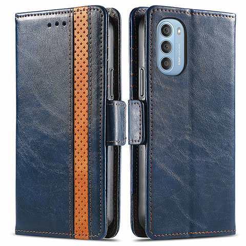 Coque Portefeuille Livre Cuir Etui Clapet S02D pour Motorola Moto G51 5G Bleu