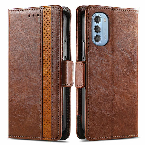 Coque Portefeuille Livre Cuir Etui Clapet S02D pour Motorola Moto G51 5G Marron