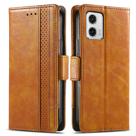 Coque Portefeuille Livre Cuir Etui Clapet S02D pour Motorola Moto G73 5G Brun Clair