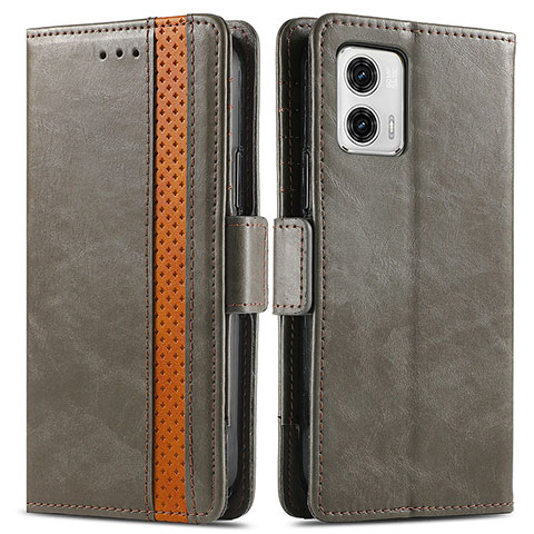 Coque Portefeuille Livre Cuir Etui Clapet S02D pour Motorola Moto G73 5G Gris