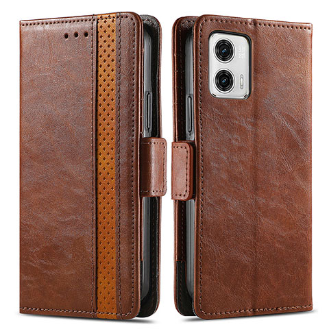 Coque Portefeuille Livre Cuir Etui Clapet S02D pour Motorola Moto G73 5G Marron