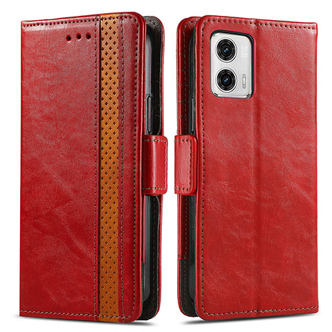 Coque Portefeuille Livre Cuir Etui Clapet S02D pour Motorola Moto G73 5G Rouge