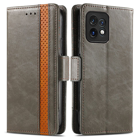 Coque Portefeuille Livre Cuir Etui Clapet S02D pour Motorola Moto X40 5G Gris