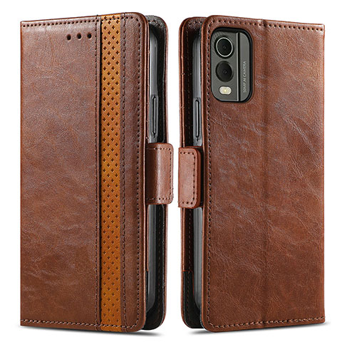 Coque Portefeuille Livre Cuir Etui Clapet S02D pour Nokia C210 Marron