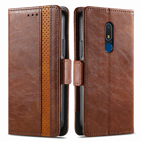 Coque Portefeuille Livre Cuir Etui Clapet S02D pour Nokia C3 Marron