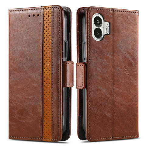 Coque Portefeuille Livre Cuir Etui Clapet S02D pour Nothing Phone 2 Marron