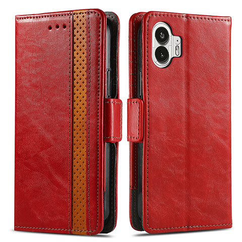 Coque Portefeuille Livre Cuir Etui Clapet S02D pour Nothing Phone 2 Rouge