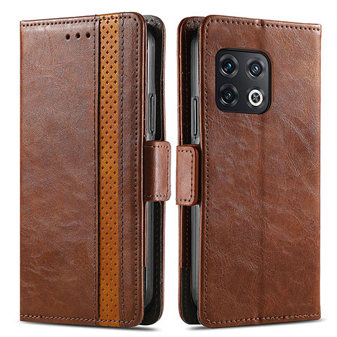 Coque Portefeuille Livre Cuir Etui Clapet S02D pour OnePlus 10 Pro 5G Marron