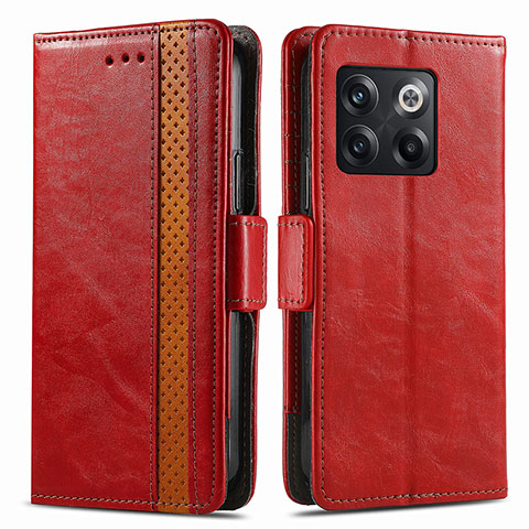 Coque Portefeuille Livre Cuir Etui Clapet S02D pour OnePlus 10T 5G Rouge