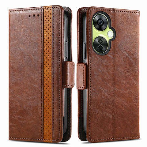 Coque Portefeuille Livre Cuir Etui Clapet S02D pour OnePlus Nord CE 3 Lite 5G Marron