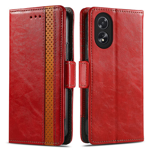 Coque Portefeuille Livre Cuir Etui Clapet S02D pour Oppo A18 Rouge