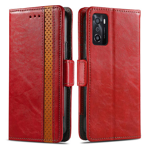 Coque Portefeuille Livre Cuir Etui Clapet S02D pour Oppo A55S 5G Rouge