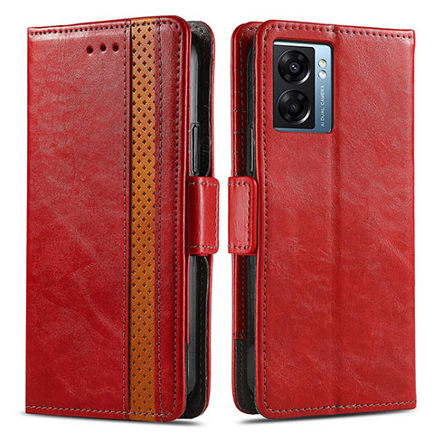 Coque Portefeuille Livre Cuir Etui Clapet S02D pour Oppo A57 5G Rouge