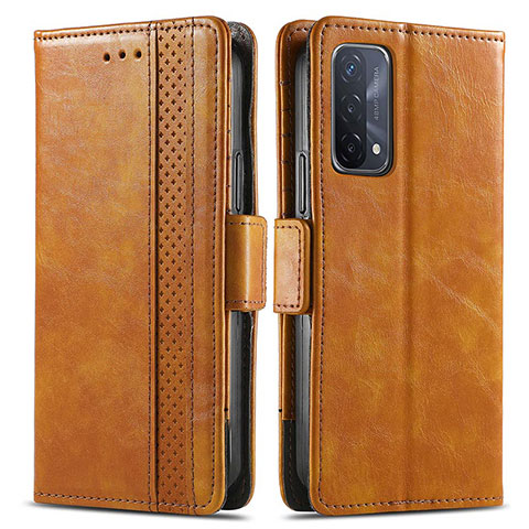 Coque Portefeuille Livre Cuir Etui Clapet S02D pour Oppo A74 5G Brun Clair