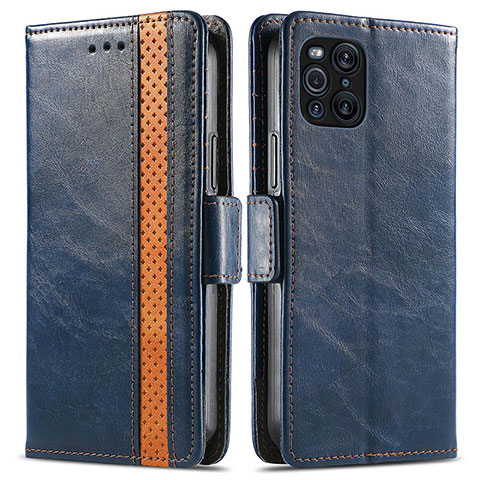 Coque Portefeuille Livre Cuir Etui Clapet S02D pour Oppo Find X3 Pro 5G Bleu