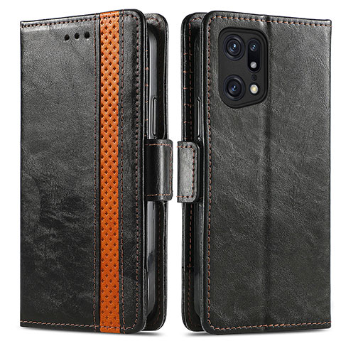 Coque Portefeuille Livre Cuir Etui Clapet S02D pour Oppo Find X5 5G Noir