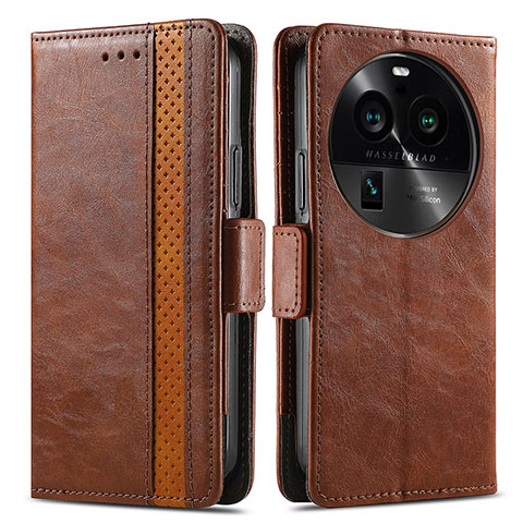 Coque Portefeuille Livre Cuir Etui Clapet S02D pour Oppo Find X6 5G Marron