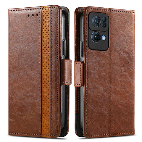 Coque Portefeuille Livre Cuir Etui Clapet S02D pour Oppo Reno7 Pro 5G Marron