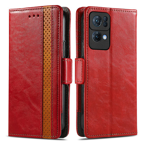 Coque Portefeuille Livre Cuir Etui Clapet S02D pour Oppo Reno7 Pro 5G Rouge