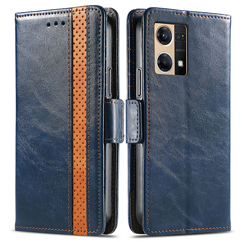 Coque Portefeuille Livre Cuir Etui Clapet S02D pour Oppo Reno8 4G Bleu