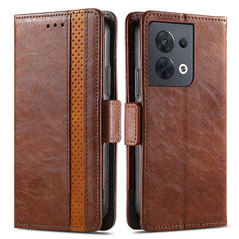 Coque Portefeuille Livre Cuir Etui Clapet S02D pour Oppo Reno8 5G Marron