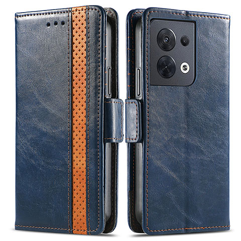 Coque Portefeuille Livre Cuir Etui Clapet S02D pour Oppo Reno9 5G Bleu