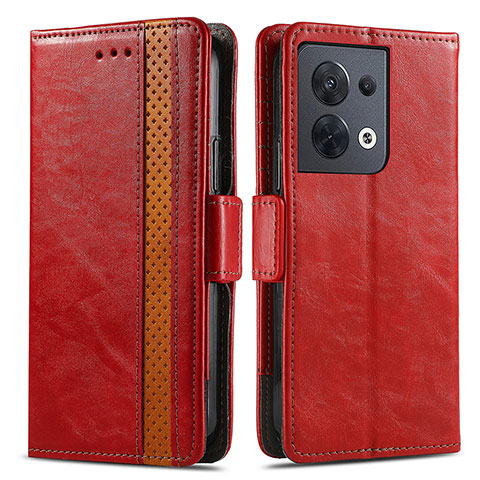 Coque Portefeuille Livre Cuir Etui Clapet S02D pour Oppo Reno9 5G Rouge