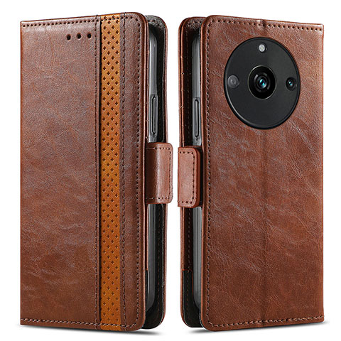 Coque Portefeuille Livre Cuir Etui Clapet S02D pour Realme 11 Pro+ Plus 5G Marron