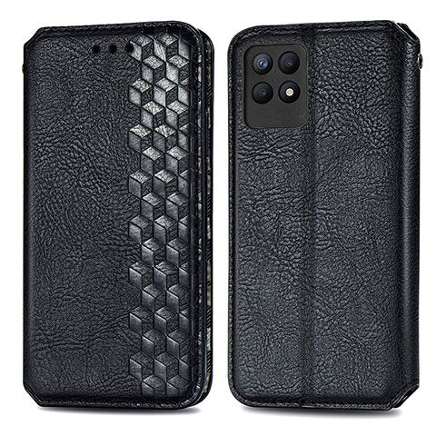 Coque Portefeuille Livre Cuir Etui Clapet S02D pour Realme 8i Noir