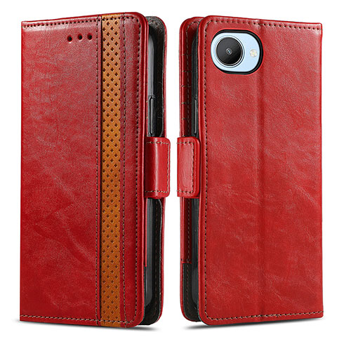 Coque Portefeuille Livre Cuir Etui Clapet S02D pour Realme C30 Rouge