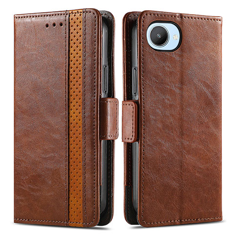 Coque Portefeuille Livre Cuir Etui Clapet S02D pour Realme C30s Marron