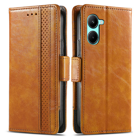 Coque Portefeuille Livre Cuir Etui Clapet S02D pour Realme C33 (2023) Brun Clair