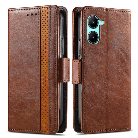 Coque Portefeuille Livre Cuir Etui Clapet S02D pour Realme C33 (2023) Marron