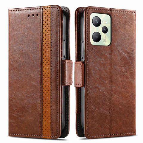 Coque Portefeuille Livre Cuir Etui Clapet S02D pour Realme C35 Marron