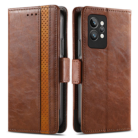 Coque Portefeuille Livre Cuir Etui Clapet S02D pour Realme GT2 Pro 5G Marron