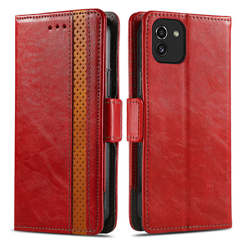 Coque Portefeuille Livre Cuir Etui Clapet S02D pour Samsung Galaxy A03 Rouge