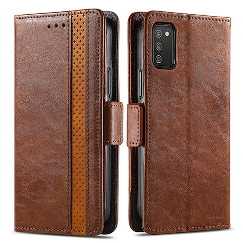 Coque Portefeuille Livre Cuir Etui Clapet S02D pour Samsung Galaxy A03s Marron