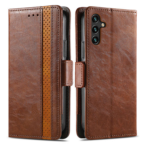 Coque Portefeuille Livre Cuir Etui Clapet S02D pour Samsung Galaxy A04s Marron