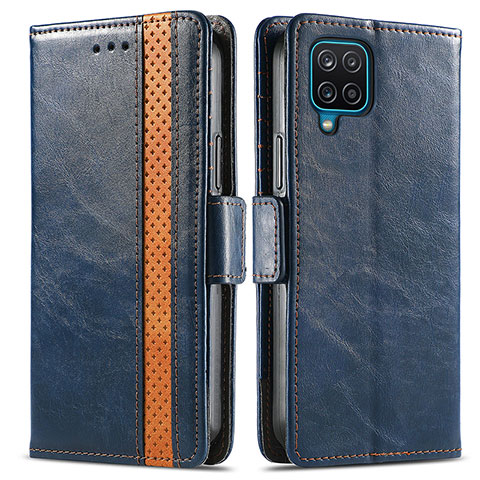 Coque Portefeuille Livre Cuir Etui Clapet S02D pour Samsung Galaxy A12 Bleu