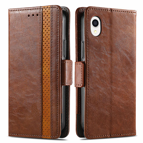 Coque Portefeuille Livre Cuir Etui Clapet S02D pour Samsung Galaxy A22 5G SC-56B Marron