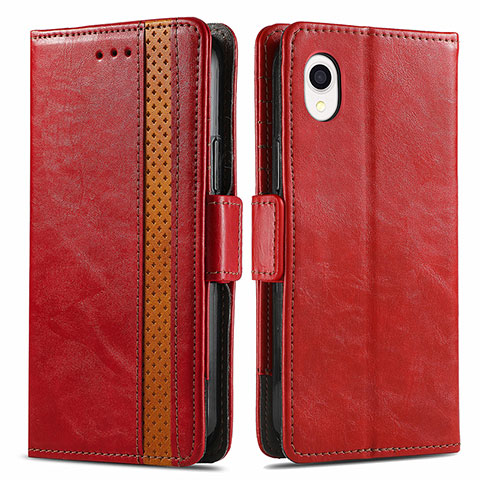 Coque Portefeuille Livre Cuir Etui Clapet S02D pour Samsung Galaxy A22 5G SC-56B Rouge