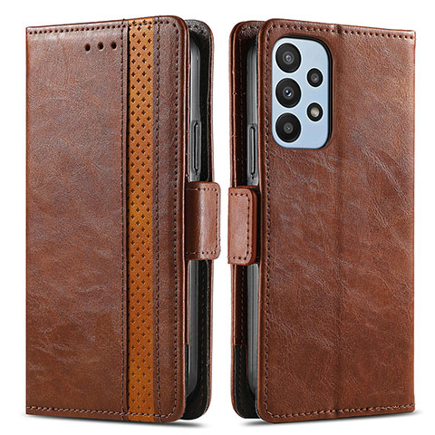 Coque Portefeuille Livre Cuir Etui Clapet S02D pour Samsung Galaxy A23 5G Marron