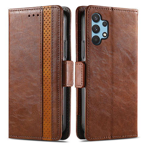 Coque Portefeuille Livre Cuir Etui Clapet S02D pour Samsung Galaxy A32 4G Marron