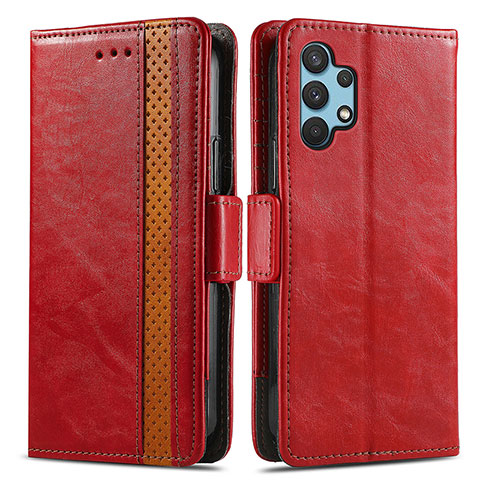 Coque Portefeuille Livre Cuir Etui Clapet S02D pour Samsung Galaxy A32 4G Rouge